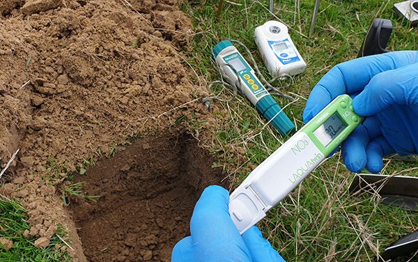 Soil testing equipment in the field